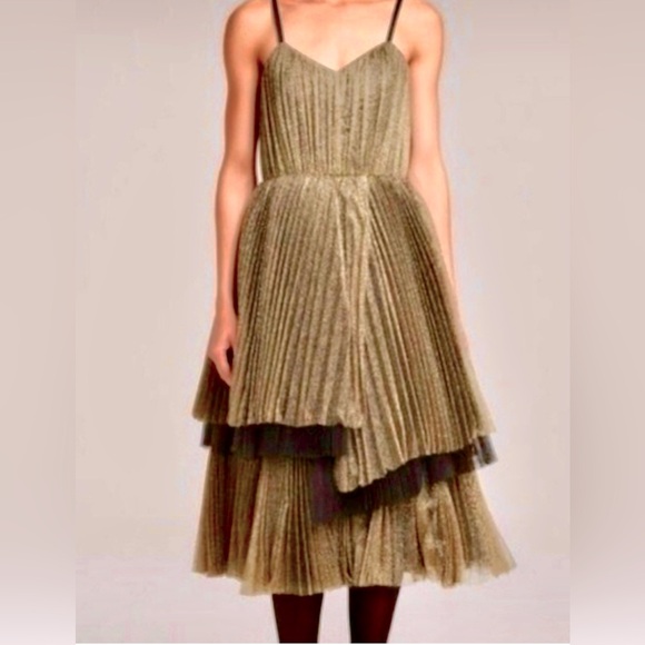 Marc byMarcJacobs NWT$1298. Retail Metallic Gold Dress Fit & Flare La… - Picture 5 of 17